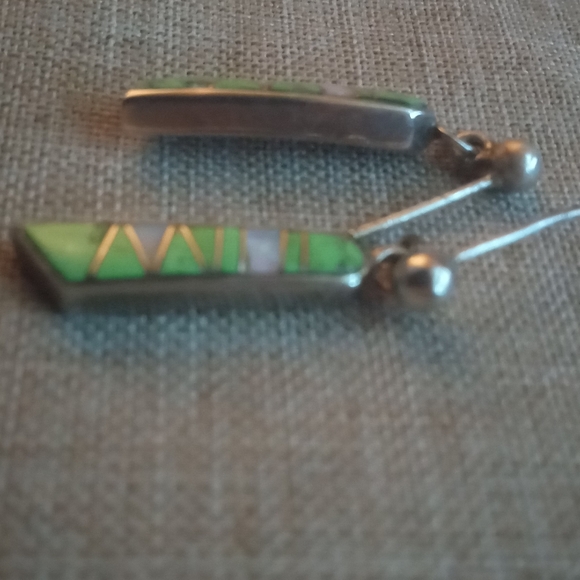 Sterling Silver Opal Jasper Vintage Necklace Earrings Set - Picture 4 of 10